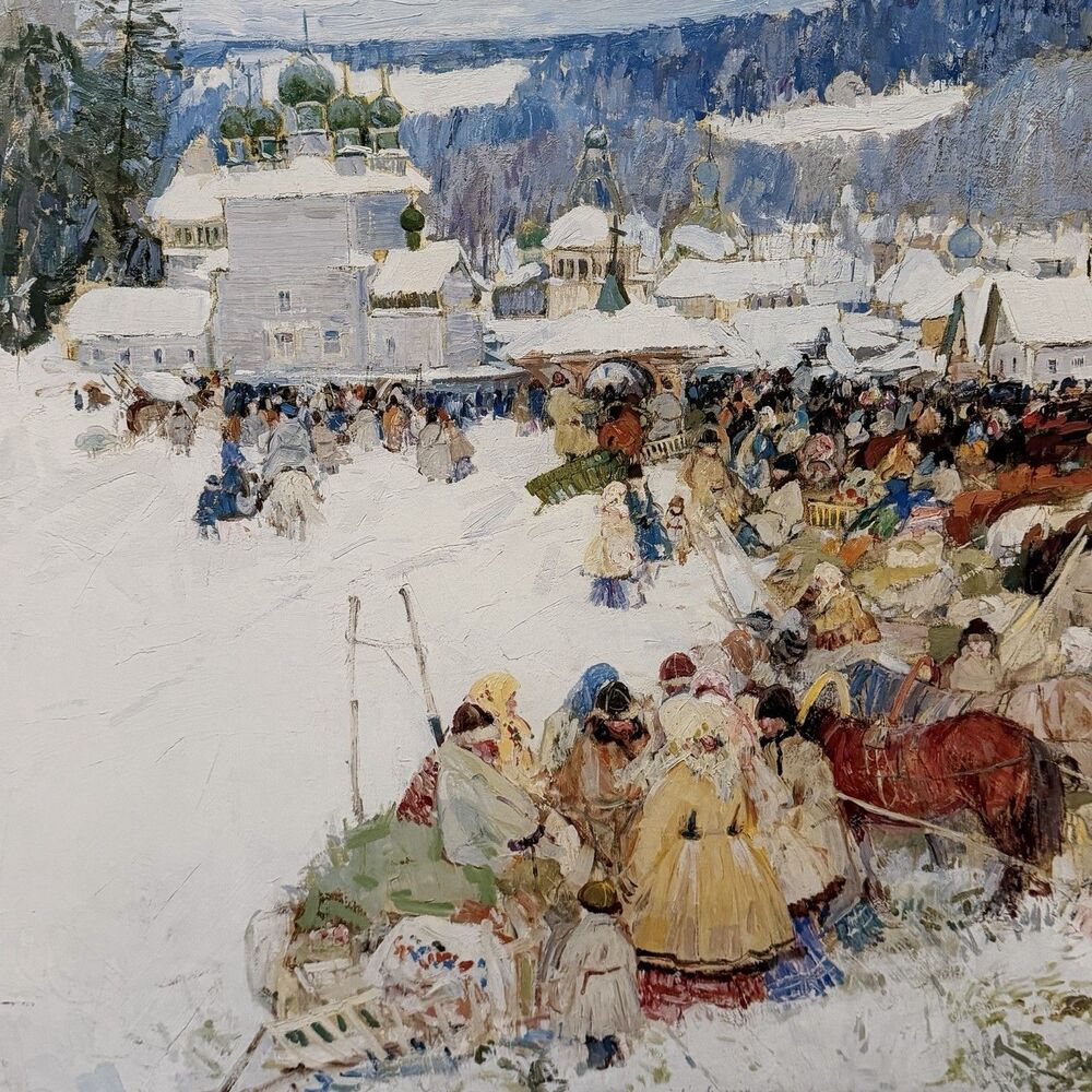 Leon Gaspard Vintage Art Print Marche Du Paretchy Winter Scene 29x22” - Picture 8 of 12